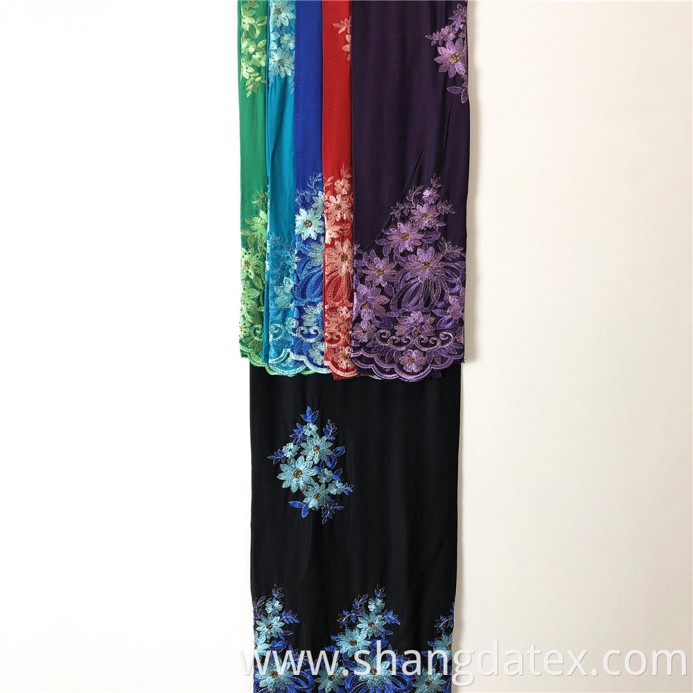 Black Ground Rayon Satin Embroidery